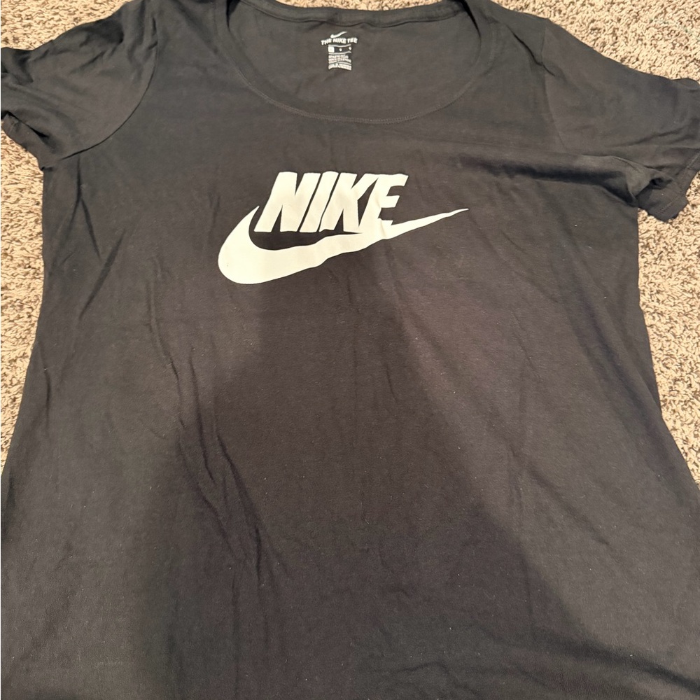 Nike Women’s Black Tee with White Swoosh Logo